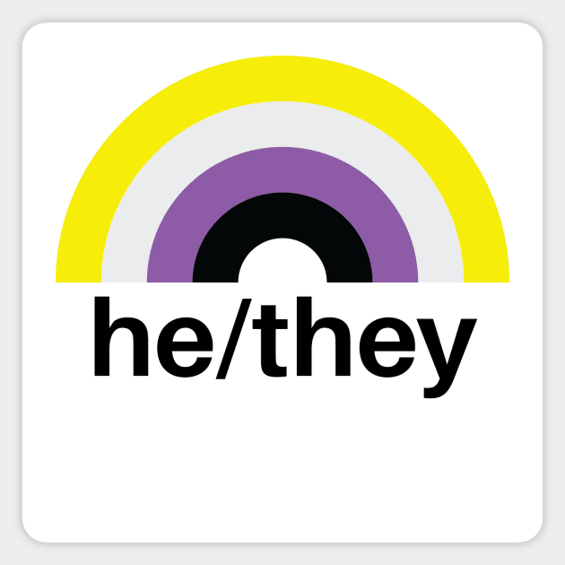 He/They Pronouns Nonbinary Rainbow Sticker by lavenderhearts